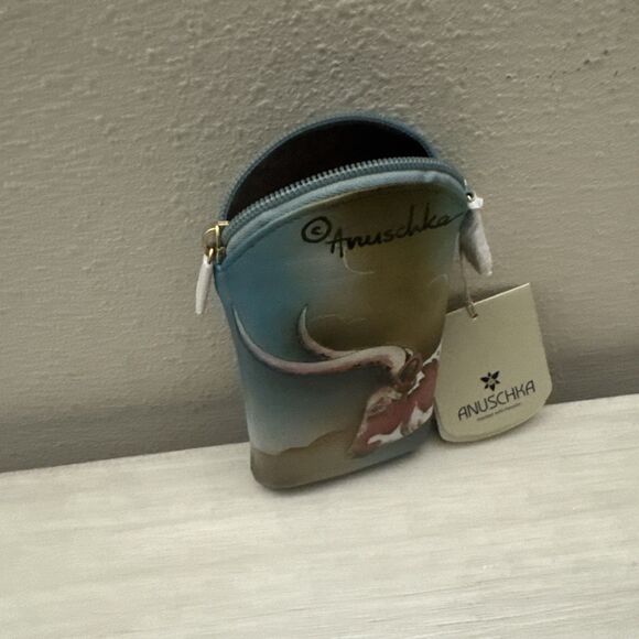 Anuschka Handpainted Leather Phone Case Pouch Texas Longhorn - Picture 7 of 11